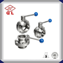 304 / 316L Sanitary aço inoxidável solda Threated válvula de borboleta com trava